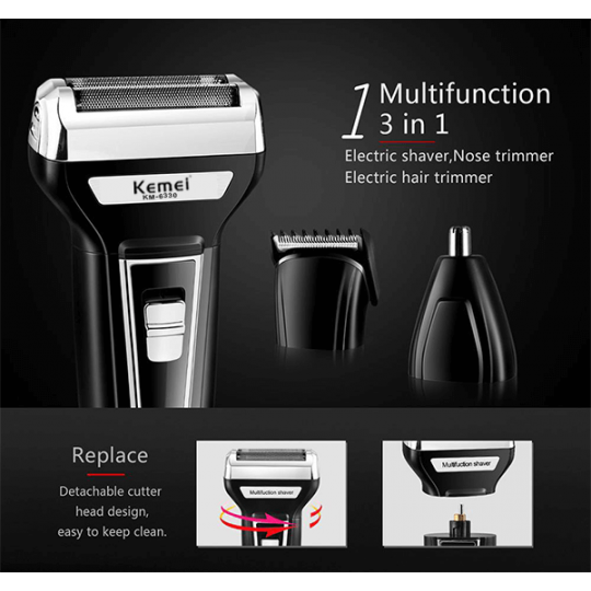 Kemei 3 In 1 Multifunction Trimmer And Shaver For Men