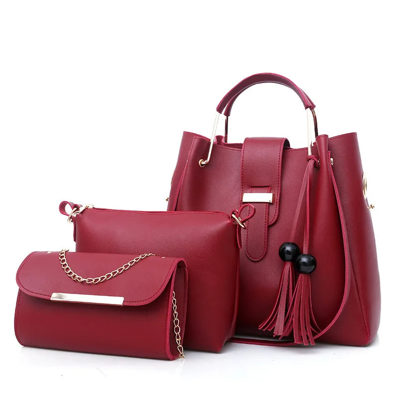 Women’s Leather Plain Hand Bag Set