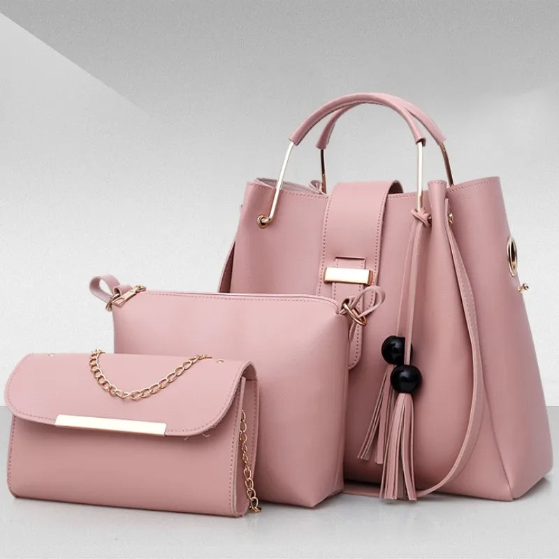 Women’s Leather Plain Hand Bag Set