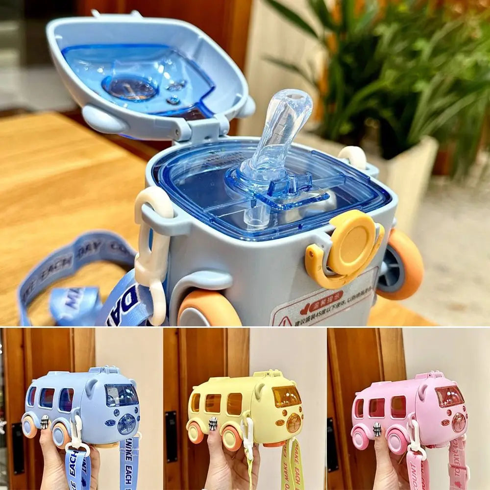 Cartoon Bus Cup 500ml – Spill-Proof for Kids